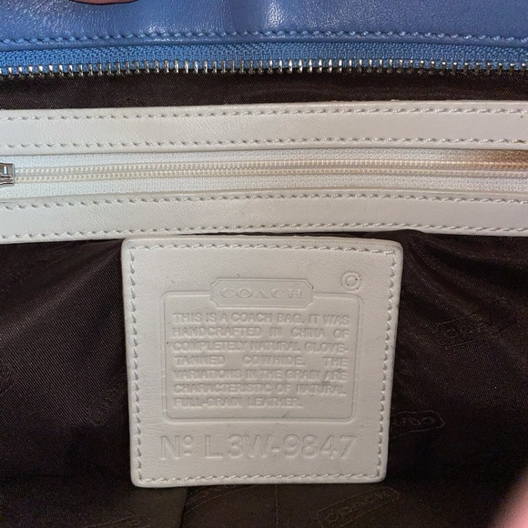 Coach Cadet Blue & Ivory Leather Satchel - Picture 8 of 14